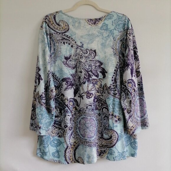 Y2K Chico's Womens Multicolor Paisley Print Whimsigoth Blouse Top - Picture 2 of 7